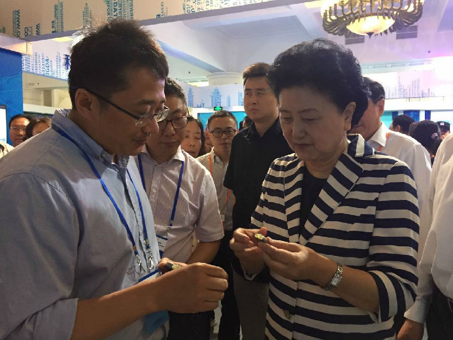 刘延东副总理参观365足球外围平台脑起搏器展台